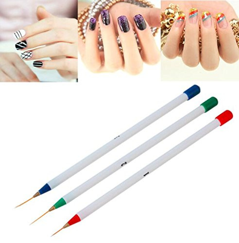 Tujuna Set 3Pcs/Pack Fine Drawing Striping Liner Design Tips Nail Art Pen Brushes Brush Salon DIY Gel UV Manicure Tool gifts Multicolor