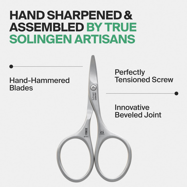 GERMANIKURE Rounded Safety Nail Scissors - FINOX Surgical Stainless Steel baby scissors and Manicure Tools in Leather Case - Self Grooming Scissors f