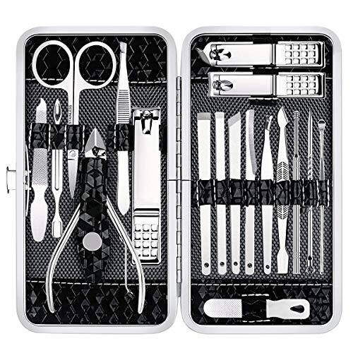 Nail Clippers Set Fingernail and Toenail Clipper Cutters for Men and Women, Professional Manicure Pedicure Grooming Kit, 18 Pieces Stainless Steel Na