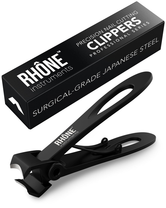Rhône Instruments Nail Clippers - 420J2 Surgical Grade Japanese Steel, Extra Wide Jaw, Cuts Thick Nails, Professional Sharp Curved Fingernail and Toe
