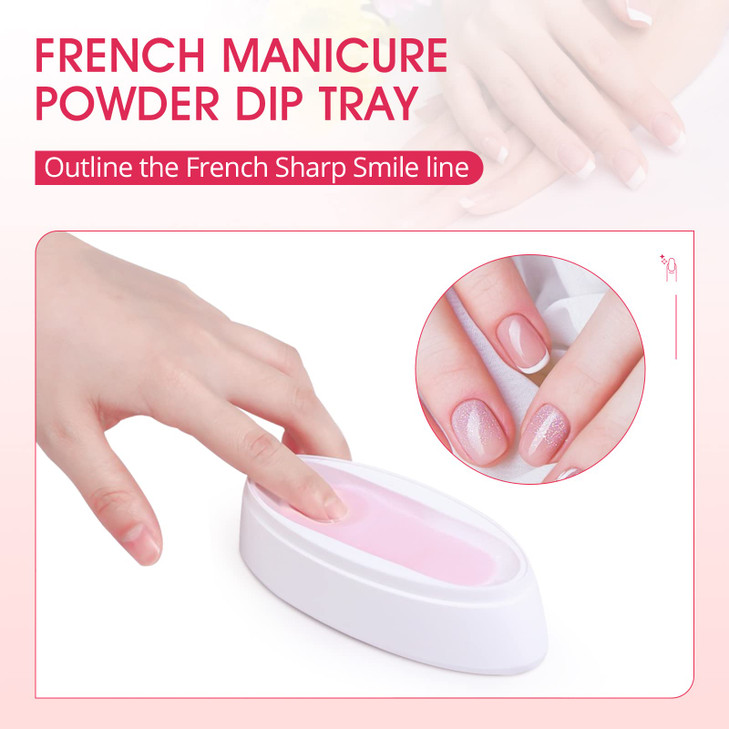 krofaue Nail Dip Container Dipping Powder Tray French Nail Smile Line Molding Manicure Mould Fashion Nail Tool