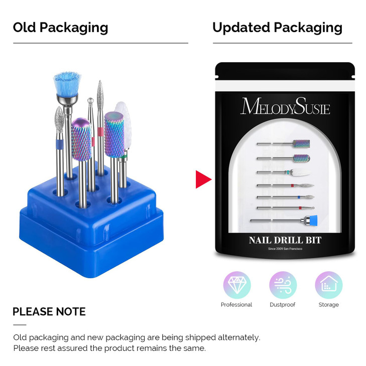 MelodySusie Nail Drill Bits Set, 7Pcs Professional Tungsten Carbide Ceramic Acrylic Nail File Drill Bit for Manicure Pedicure Cuticle Gel Nail Polish