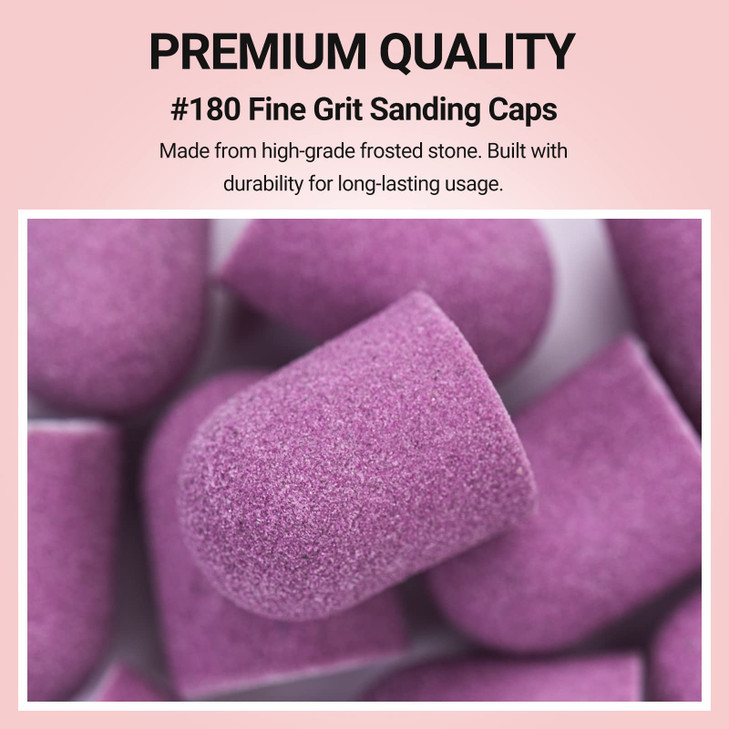 MelodySusie 10 Pcs Nail Sanding Caps Nail Drill Bits 180 Fine Grit for Foot File Callus Remover Manicure Pedicure Nail Polishing Burr Home Salon Use,