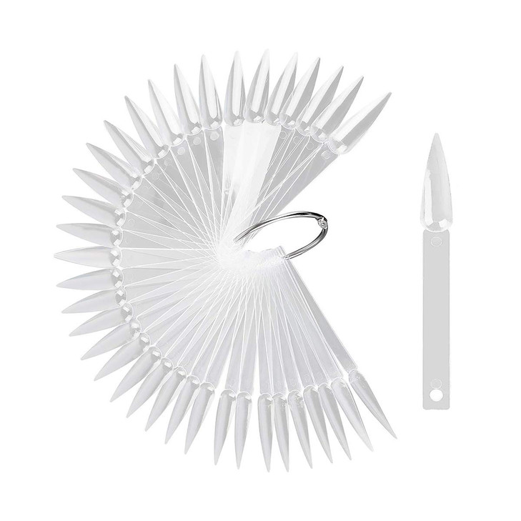 200pcs GOGOONLY Nail Display Sticks Transparent Stiletto Tips Nail Art Display Chart Fan Board Acrylic False Tips Practice Tool Nail Polish Sample Co