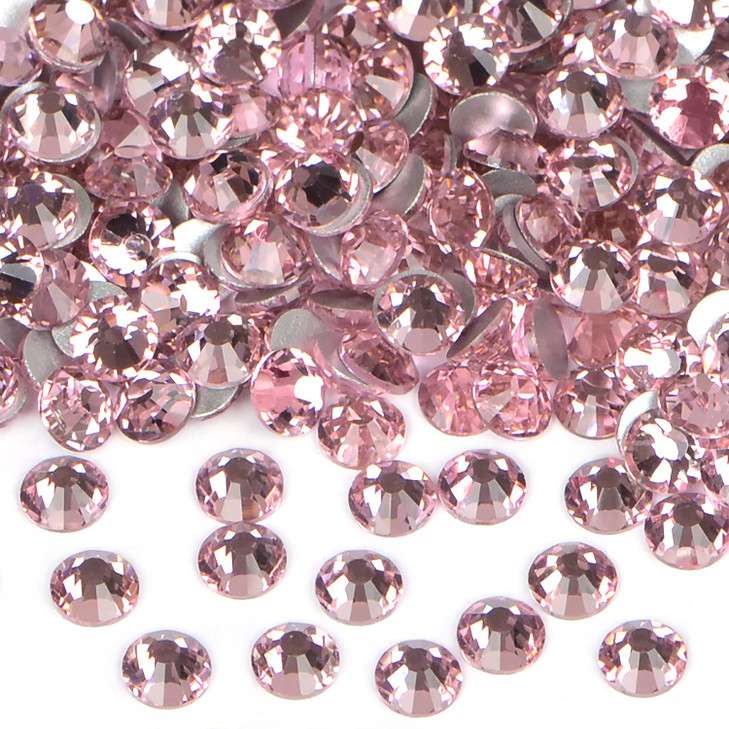 1440PCS Art Nail Rhinestones Non Hotfix Glue Fix Round Crystals Glass Flatback for DIY Jewelry Making with one Picking Pen (ss20 1440pcs, Lt. Rose)