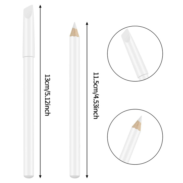 6 Pieces White Nail Pencils 2-In-1 Nail Whitening Pencils with Cuticle Pusher for French Manicure Supplies