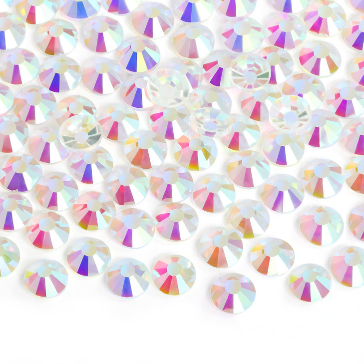 Jollin Glue Fix Crystal Flatback Rhinestones Glass Diamantes Gems for Nail Art Crafts Decorations Clothes Shoes(ss8 2880pcs, Transparent AB)