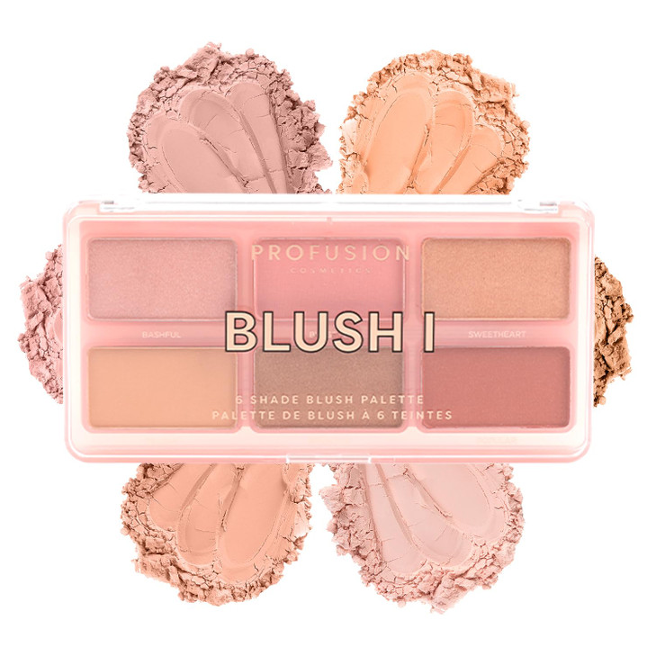 Profusion Cosmetics Blush I 6 Shade Blush Palette - Long-Wearing Matte & Satin Finishes, Blendable Face Makeup with Vitamin A & E, Vegan & Cruelty-Fr