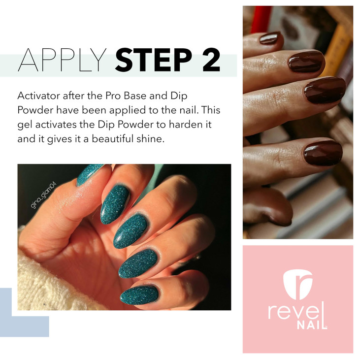 Revel Nail Dip Powder Activator - Activating Liquid for Dip Color, Step 2 for Long-Lasting, Chip & Crack Resistant Manicure, No UV Lamp, DIY for Stro