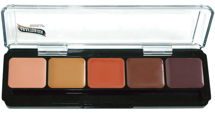 Graftobian HD Glamour Crème Foundation Palette (Contour Dark) - High Definition 5 Color Makeup Palette, Cream Based Foundation Concealer and Contour