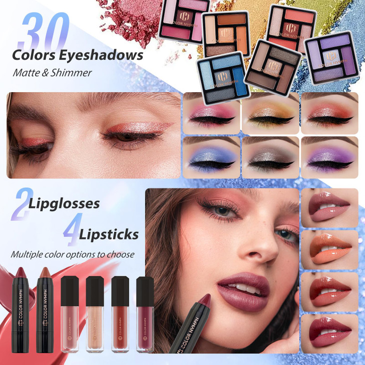 Color Nymph Makeup Kit For Women, Girls Makeup Set For Teens Professional Make Up Kits With Travel Case Full Cosmetics Kit w/ 35 Colors Eyeshadows Li