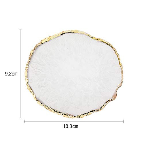 JASSINS Resin Nail Art Palette,Nail Art Painting Mixed Color Palette Gold Edge Nail Gel Color Makeup Display Board (White)