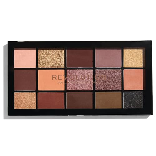 Revolution, Reloaded Shadow Palette, Blendable Matte & Shimmer Finishes, 15 Shades, Velvet Rose, 0.58 oz