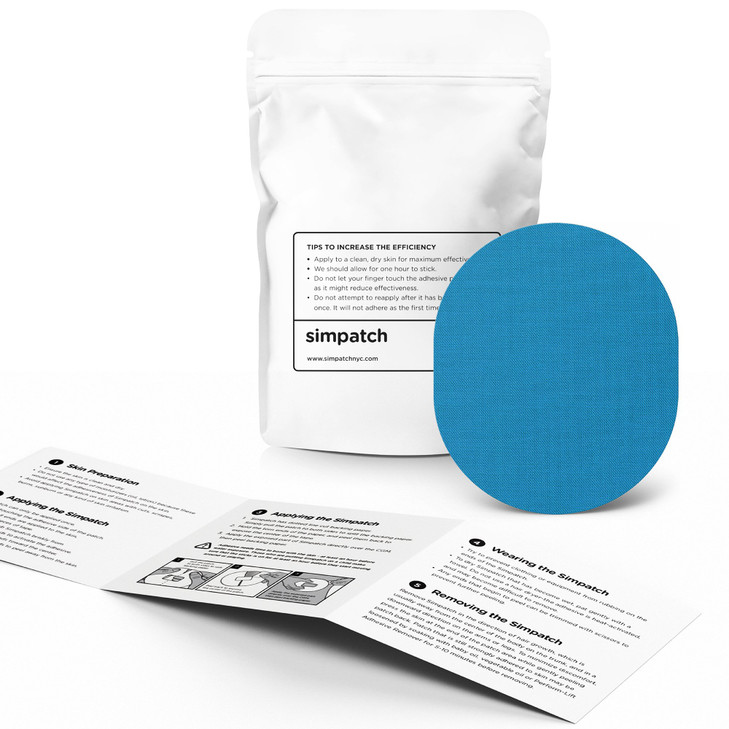 SIMPATCH Universal Adhesive Patch (25-Pack)  Waterproof Adhesive, CGM Patches (Blue)