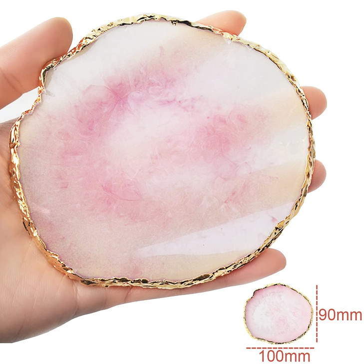 2 Pack Resin Nail Art Palette, Nail Painting Mixed Color Palette, Gilded Edge Nail Gel Color Makeup Display Board Pallet (White+Pink)