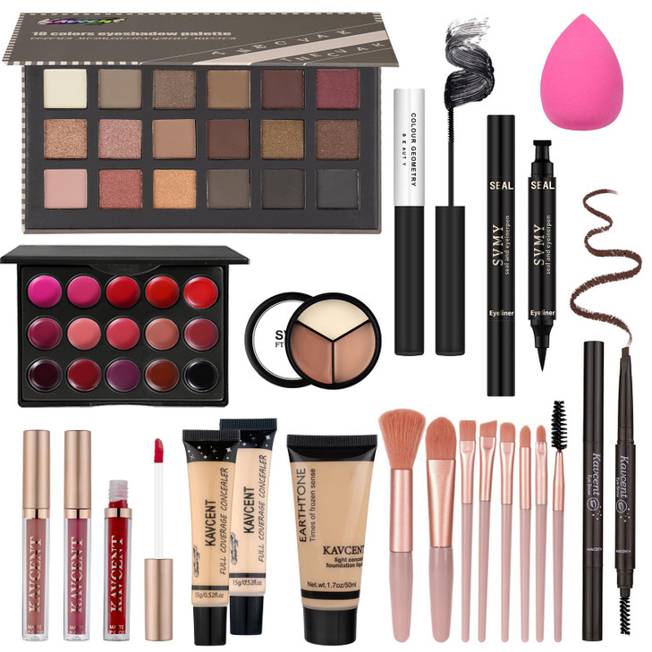 Makeup Set Makeup Kit for Women Full Kit Makeup Sets for Teens Teenagers Eyeshadow Palette Lip Gloss Foundation Mascara Eyeliner Contour Stick Makeup