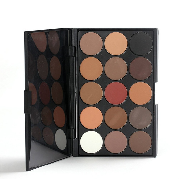 Pure Vie Professional Highlight Eyeshadow Palette Makeup Contouring Kit - 15 Colors Highly Pigmented Nudes Warm Natural Matte Shimmer Cosmetic Eye Sh