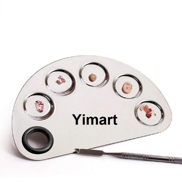 Yimart Pro Stainless Steel Makeup Cosmetic Artist Five Holes Mixing Pallete Spatula