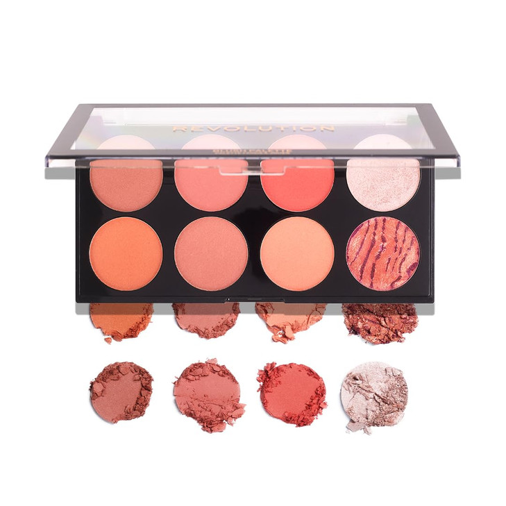 Makeup Revolution Ultra Blush Makeup Palette, Bronzer & Highlighter Makeup, Includes 8 Shades, Gluten free, Vegan & Cruelty Free, Hot Spice, 13g