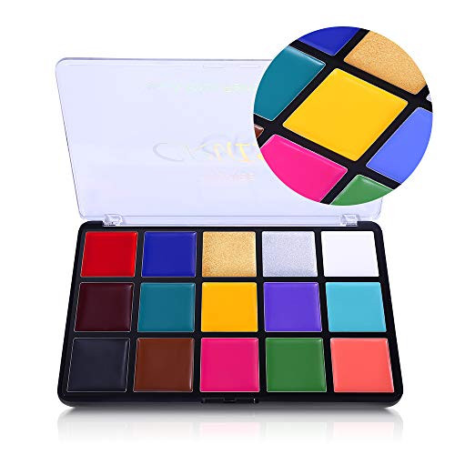 UCANBE Face Body Paint Oil, Professional 15 Colors FX Makeup Palette- Non Toxic Hypoallergenic Safe Facepaint for Halloween, Cosplay Costumes, Partie