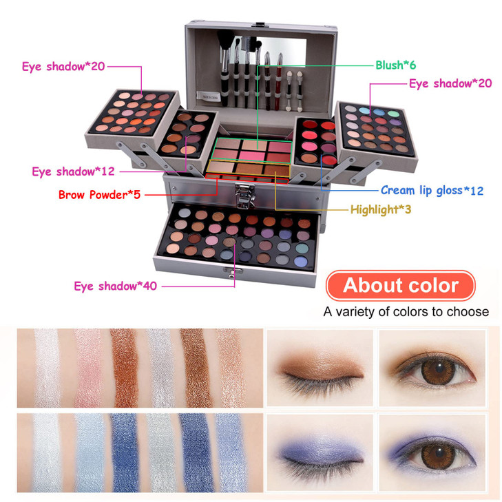 PhantomSky 132 Colors All-in-one Makeup Palette Cosmetic Contouring Kit Gift Box Combination with Eyeshadow, Cream Concealer, Eyebrow Powder, Lip Glo