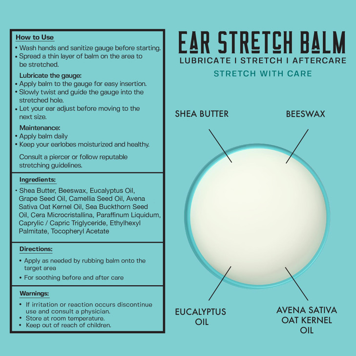 BASE LABORATORIES Ear Stretching Balm For Ear Gauges | Ear Stretching Balm For Earlobe Stretching & Preparation | All Natural Piercing Aftercare With