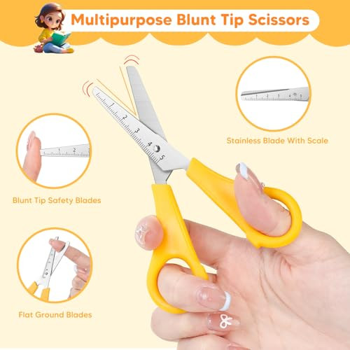 Kids Scissors Bulk of 48-Pack, Taotree 5" Kid Scissors for School Office Supplies, Art Craft Supplies, Small Blunt Tip Safety for Toddler Child Stude