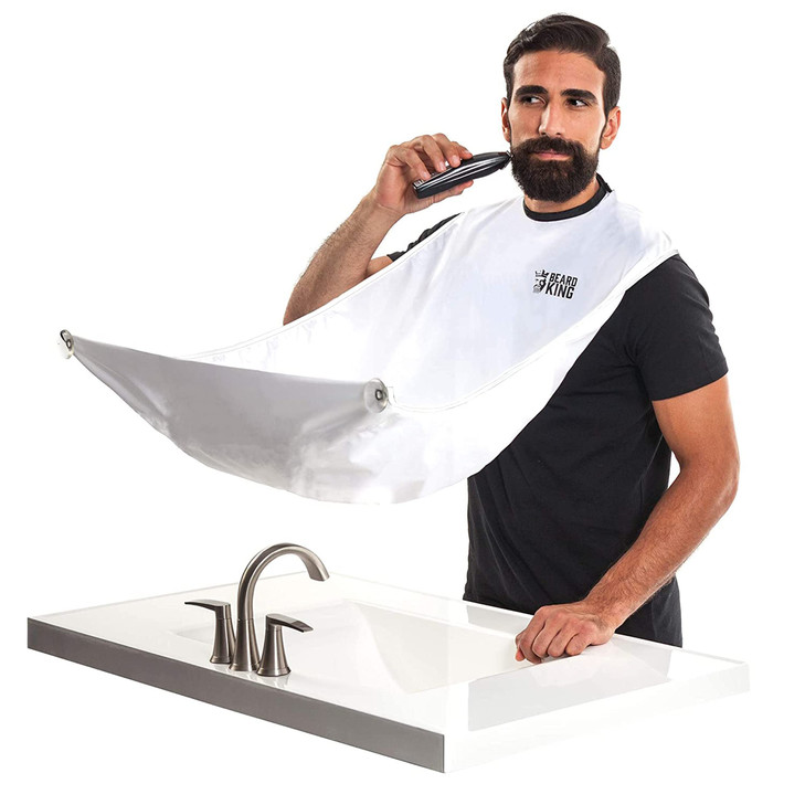 Beard King Beard Bib Apron - As Seen on Shark Tank  Gifts for Him, Stocking Stuffers for Men, Mens Gift, White