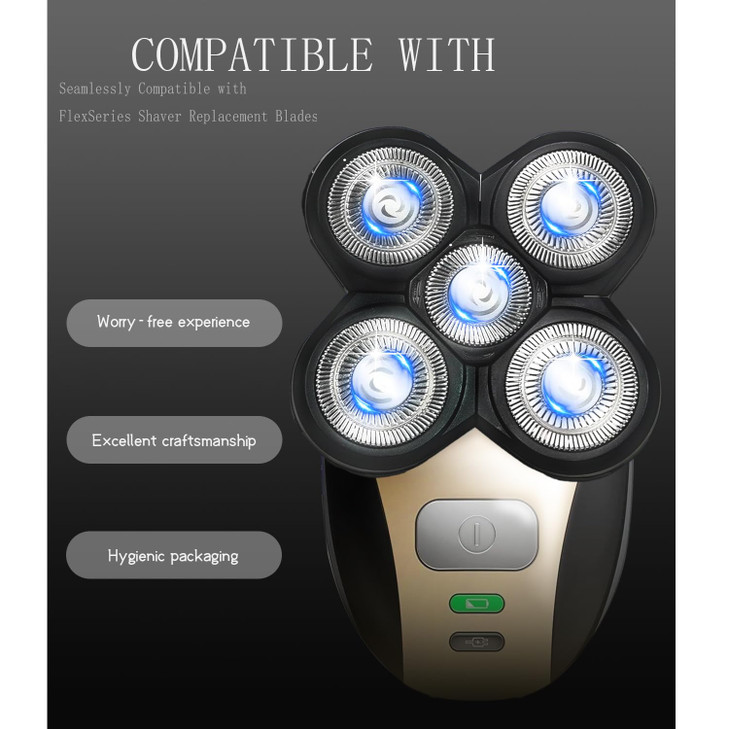 Pinkind Replacement Shaver Heads Compatible with Freebird Shaver, 5 Blades Refills for Bald Men, Electric Razor Replacement Heads for Freedom Groomin