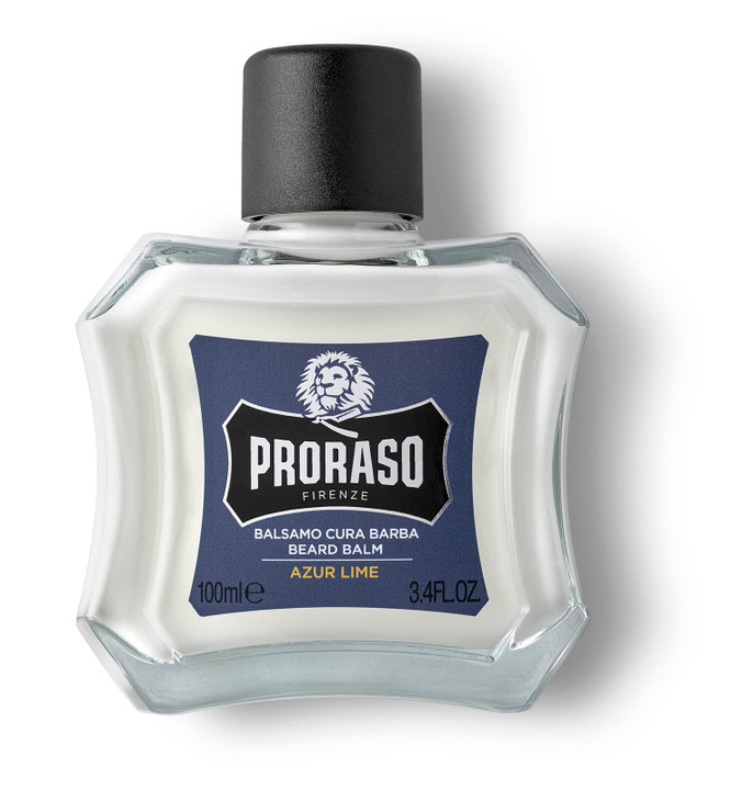 Proraso Azur Lime Beard Balm - Moisturizing Citrus & Mint Condition Beards & Soften New Beard Growth - Leave In Facial Hair Conditioner for Men - 3.4