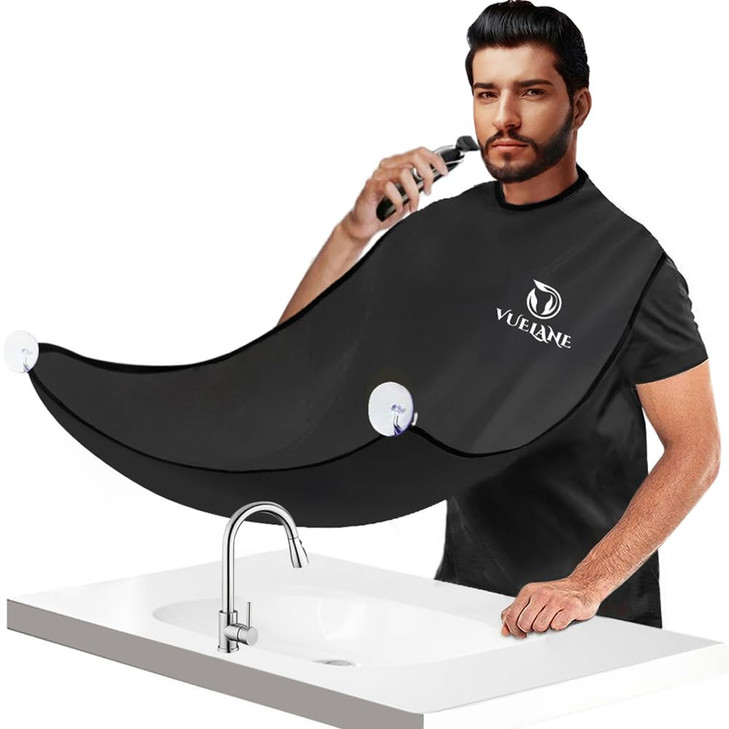 VUELANE Beard Bib Beard Apron, Beard Bib Hair Catcher for Men Shaving, Non-Stick Beard Bib Apron for Men with Strong Suction Cups, Gifts for Men Husb