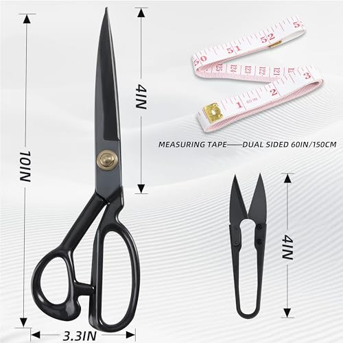 Fabric Scissors, 2 Pcs Forged Stainless Steel Sewing Scissor All Purpose Heavy Duty with Tempered Blades, Adjustable Joint Nut and Comfort Handle, In