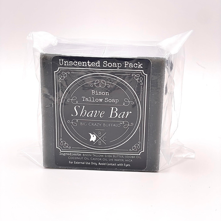 Big Crazy Buffalo Bison Tallow Buff Shave Bar, Unscented, (2 pack) - Razor Friendly, Moisturizing, Glides, Soothes, and Naturally Derived - No Dyes,