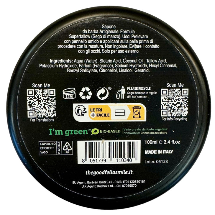 The Goodfellas Smile TALLOW N.1 (Floral & Wood) Italian Shaving Soap  Rich Tallow Croap for Thick Brush Lather, Wet Shaving & Classic Grooming Ritu