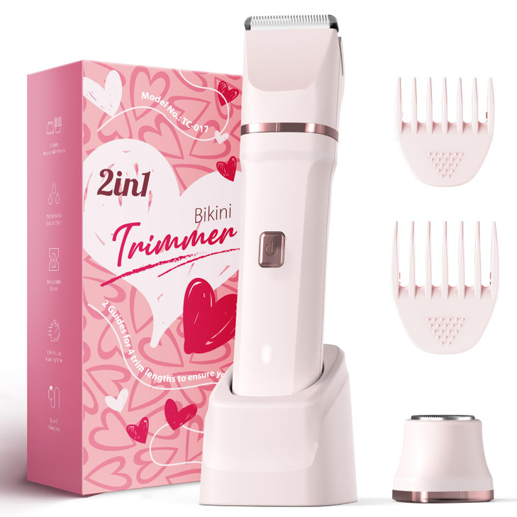 Risina Bikini Trimmer for Women - Painless Electric Razors for Silk Skin,Cordless Body Shaver for Trip,Replaceable Lady Facial Razor, IPX7 Waterproof