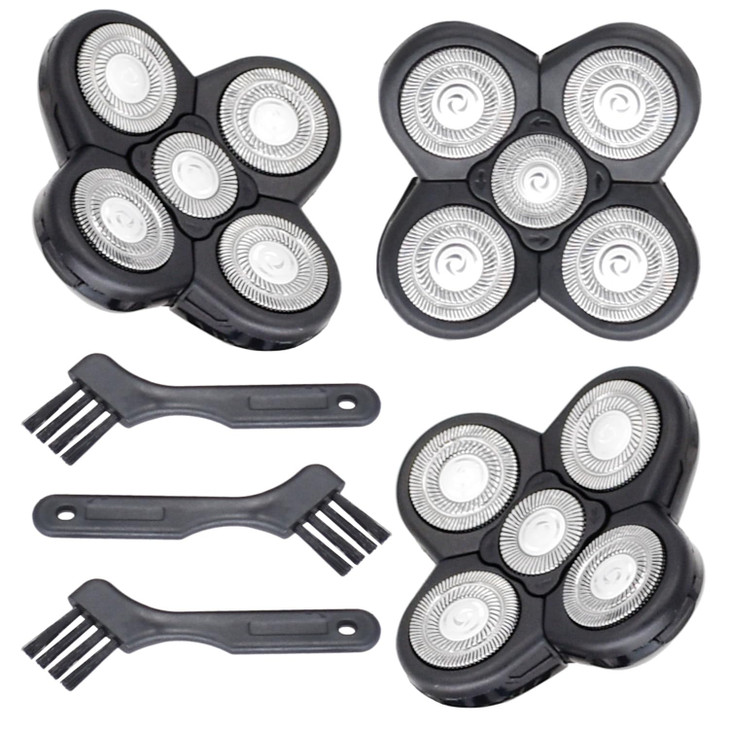 BOEEA 3 Pack Blades Refills Compatible with Freebird Shaver, 5 Blades Shaver Replacement Head for Bald Men, Electric Razor Replacement Heads for Free