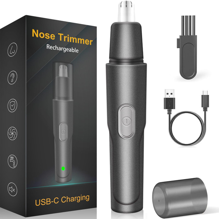 HILIYOT Nose Hair Trimmer, USB Rechargeable, Professional Painless Ear Hair Trimmer, for Men Women, Powerful Motor, Dual-Edge Blades for Smoother Cut
