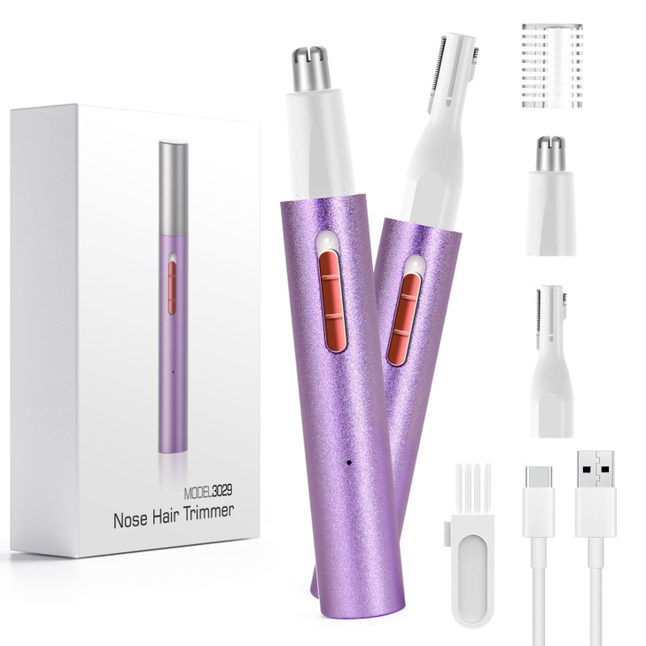 AHHFEI Rechargeable 5 in 1 Ear and Nose Hair Trimmer for Women, 2025 Professional Painless Eyebrow & Facial Hair Trimmer with Powerful Motor and Dual