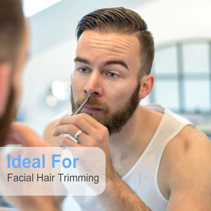 Eyebrow Scissors, Precision Grooming Shears, Nose Hair Trimmer - Professional Stainless Steel Fine Tip for Beard, Mustache, Eyelashes, Cuticles- ASON