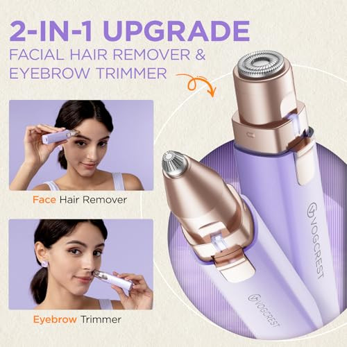 Rechargeable Facial Hair Remover for Women: 2 in 1 Electric Eyebrow and Facial Hair Remover - Suitable for Middle-aged Womens Eyebrow, Chin, and Che