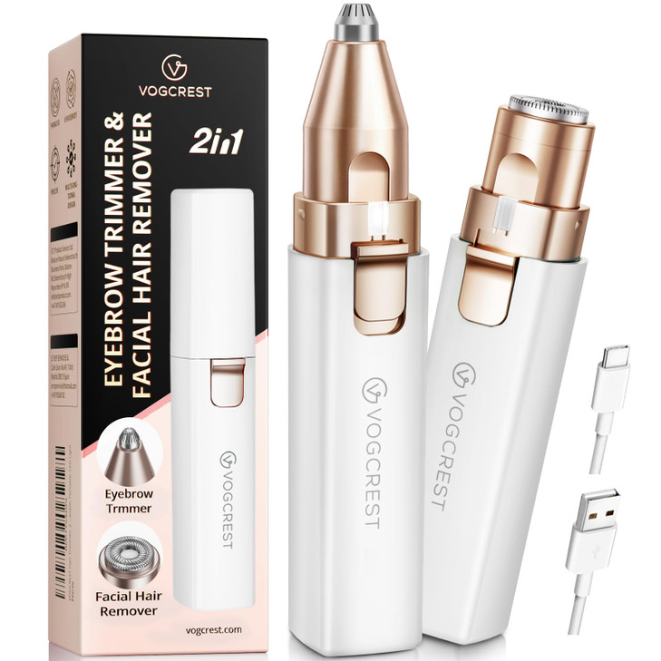 Rechargeable Facial Hair Remover for Women: 2 in 1 Electric Eyebrow and Facial Hair Remover - Suitable for Middle-aged Womens Eyebrow, Chin, and Che