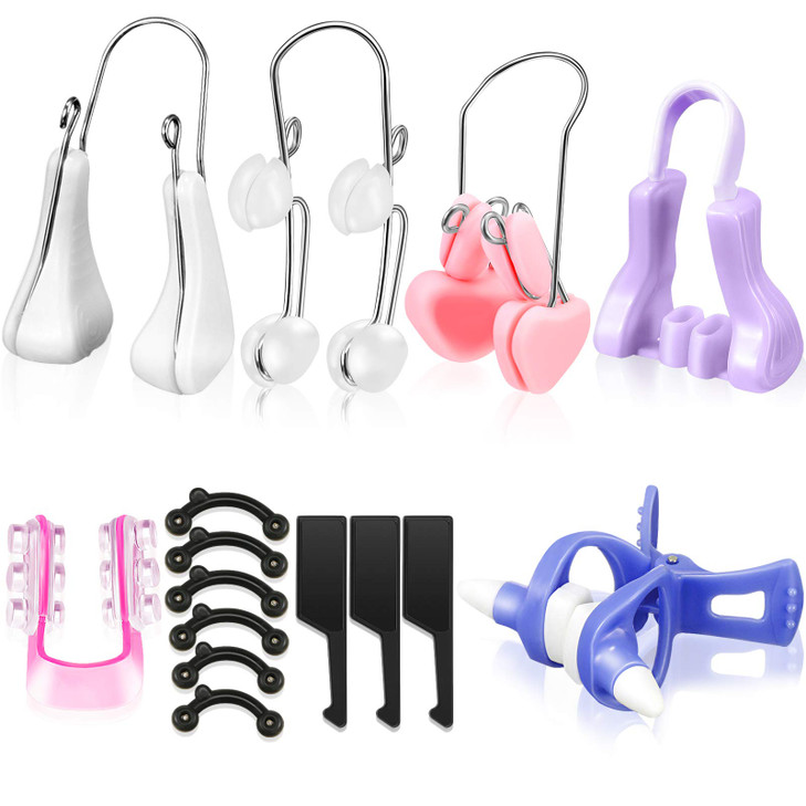 Nuanchu 7 Pieces Nose up Lifting Shaper Clips Set Nose Bridge Reduction Tool Silicone Lifter Beauty Clip Tools for Wide Low Curved Big