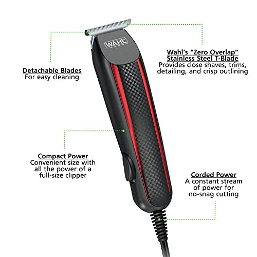 Wahl Edge Pro Bump Free Corded Beard Trimmer for Men Touch Up Trimmer & Grooming Detailer Kit  Perfect for Edging Beards, Mustaches, Hair, & Stubble