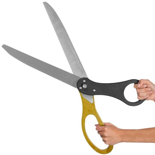 Giant Grand Opening Kit - 2 Color 25 Inch Giant Gold and Black Scissors for Ribbon Cutting Ceremony and Box for Inaugurations Special Events and Busi