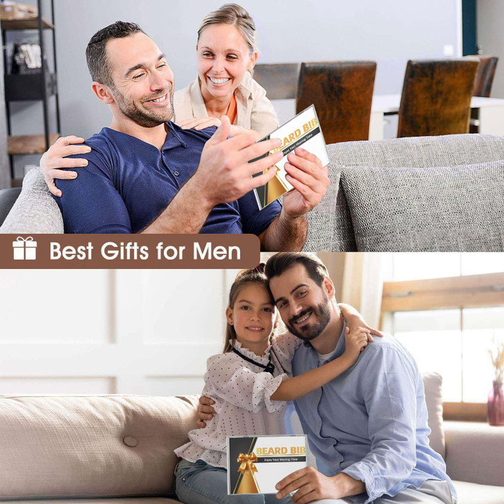 Beard Bib Apron, Stocking Stuffers Christmas White Elephant Gifts for Men Adults Dad Husband, Beard Hair Catcher for Sink, Non-Stick Beard Cape with