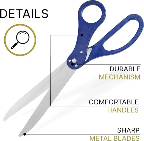 25" Blue Scissors for Grand Opening  Large Heavy Duty Shears for Ribbon Cutting Ceremony Blue Giants Ribbon Cutting Scissors for Special Events Inau