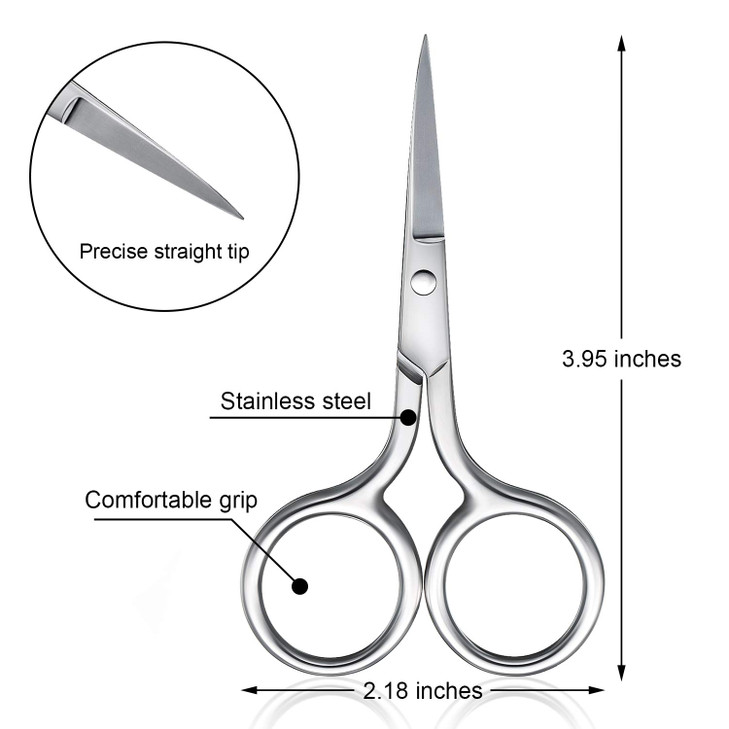 Mudder 3 Pack Small Nose Scissors Facial Hair Trimming Mini Beauty Stainless Steel Grooming Pointed Scissor for Grooming Eyebrows, Nose, Mustache, Be