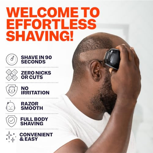 Freebird FlexSeries Electric Head & Body Hair Shaver - Mens Cordless Rechargeable Wet/Dry Skull Bald Head Back & Groin Waterproof Razor with Rotary B