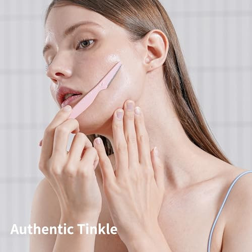 Tinkle Everglow Dermaplane Razor (3 ct), Eyebrow Razor & Face Razors for Women, Peach Fuzz Remover, Dermaplaning Tool, Stainless Steel Blades, Stocki