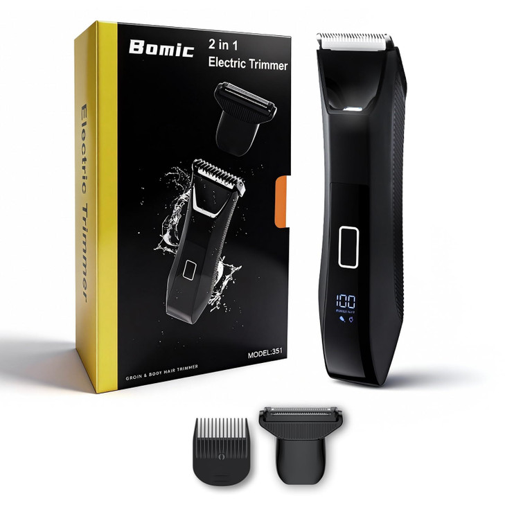 Manscaper Trimmer for Men, 2-in-1 Ball & Body Hair Groomer - Pubic & Groin Hair Shaver with Dual-Head, No-Nick Shaving, Smooth Grooming - Lightweight